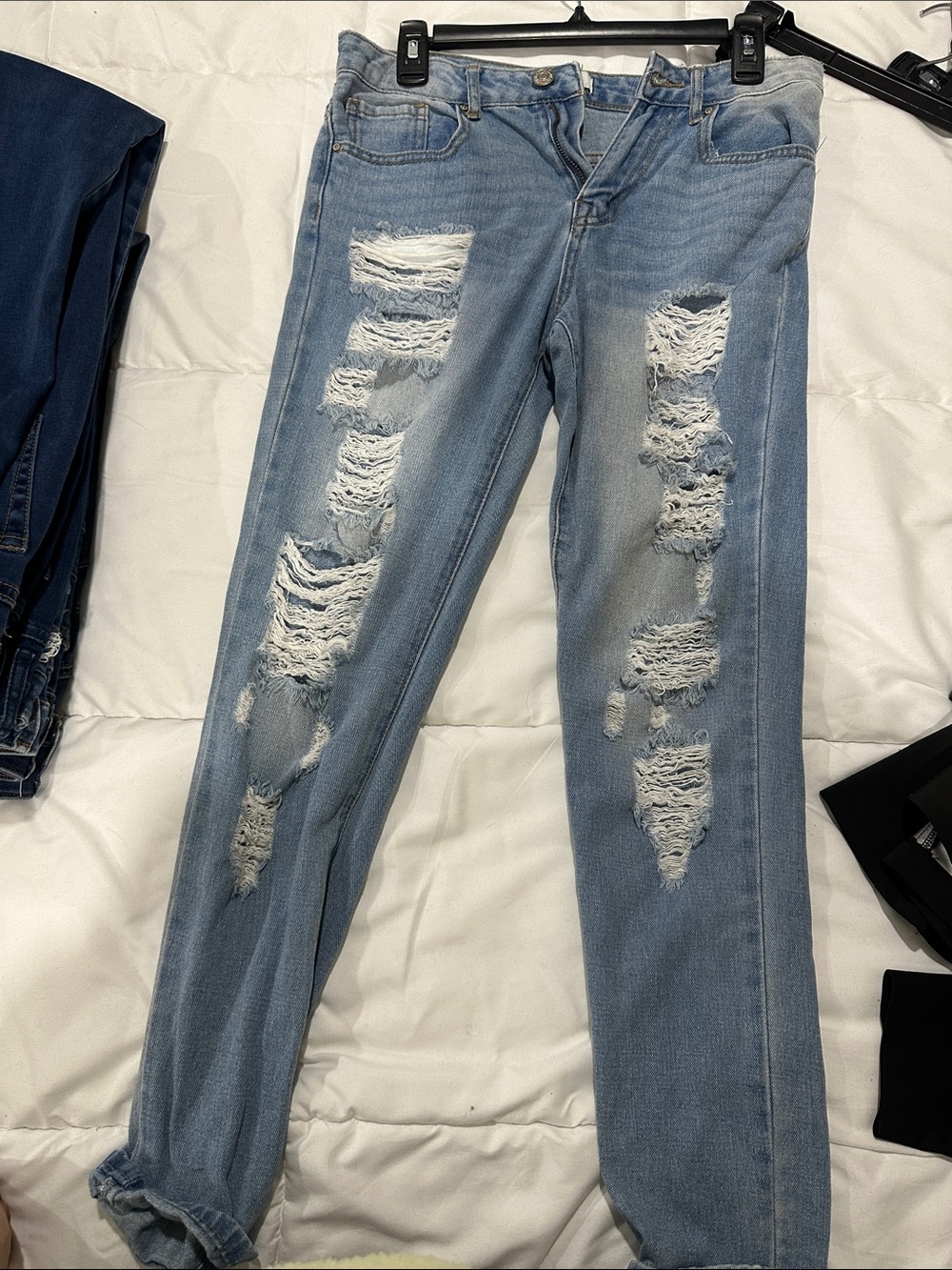 Forever 21 Light Blue Distressed Boyfriend Jeans